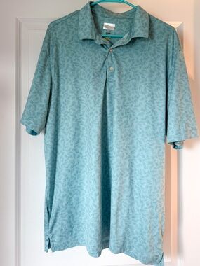 Greg Norman PlayDry Polo XL Teal Blue Performance Golf Shirt Lightweight